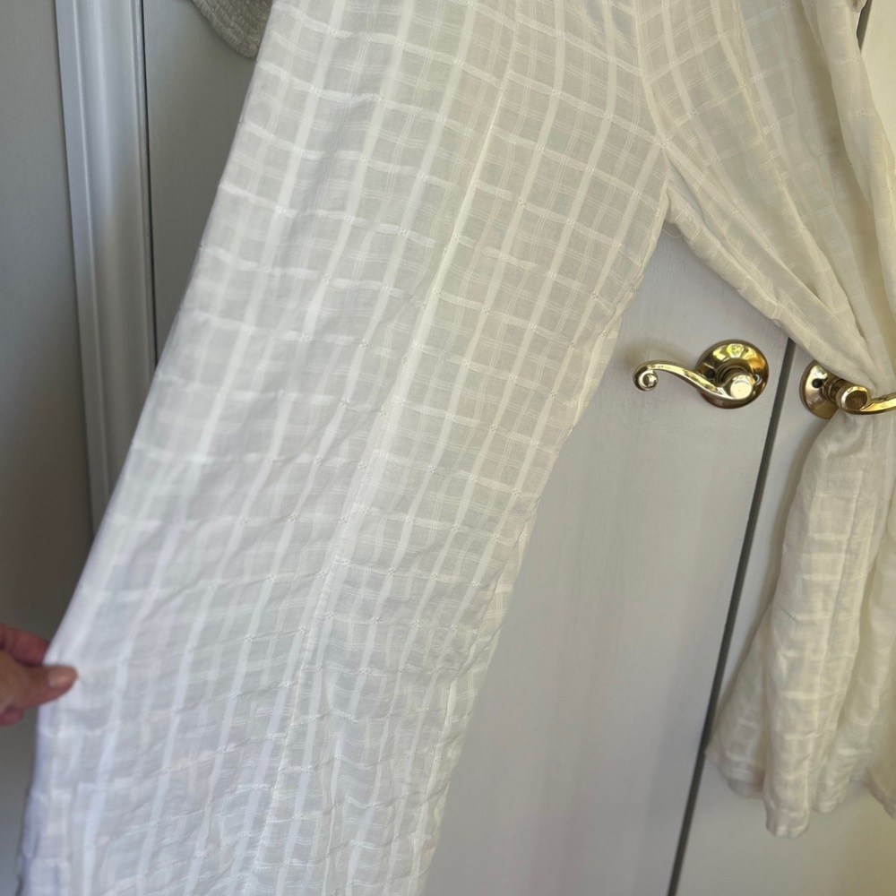 Free People White Long Sleeve Cotton Jumpsuit, Elastic Waist, Bust Tie Front, M - Picture 5 of 12